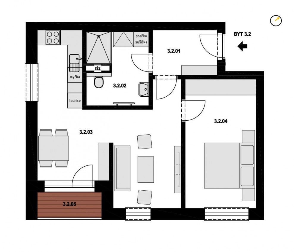 Pronájem bytu 2+kk / 54 m<sup>2</sup> / balkón Pronájem bytu 2+kk / 54 m<sup>2</sup> / balkón